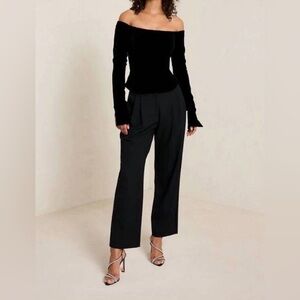 A.L.C. NWT Velvet Black Off-Shoulder Long Sleeve Cassie Top